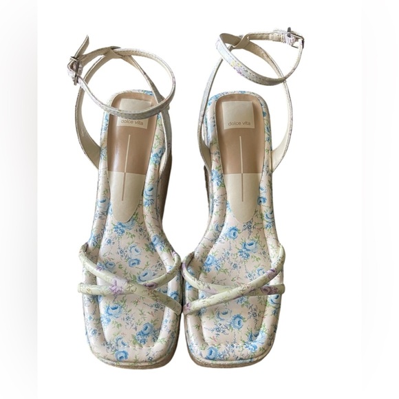 Dolce Vita , Elvia Purple Floral Ankle Strap Platform Espadrille Wedges - Picture 4 of 8